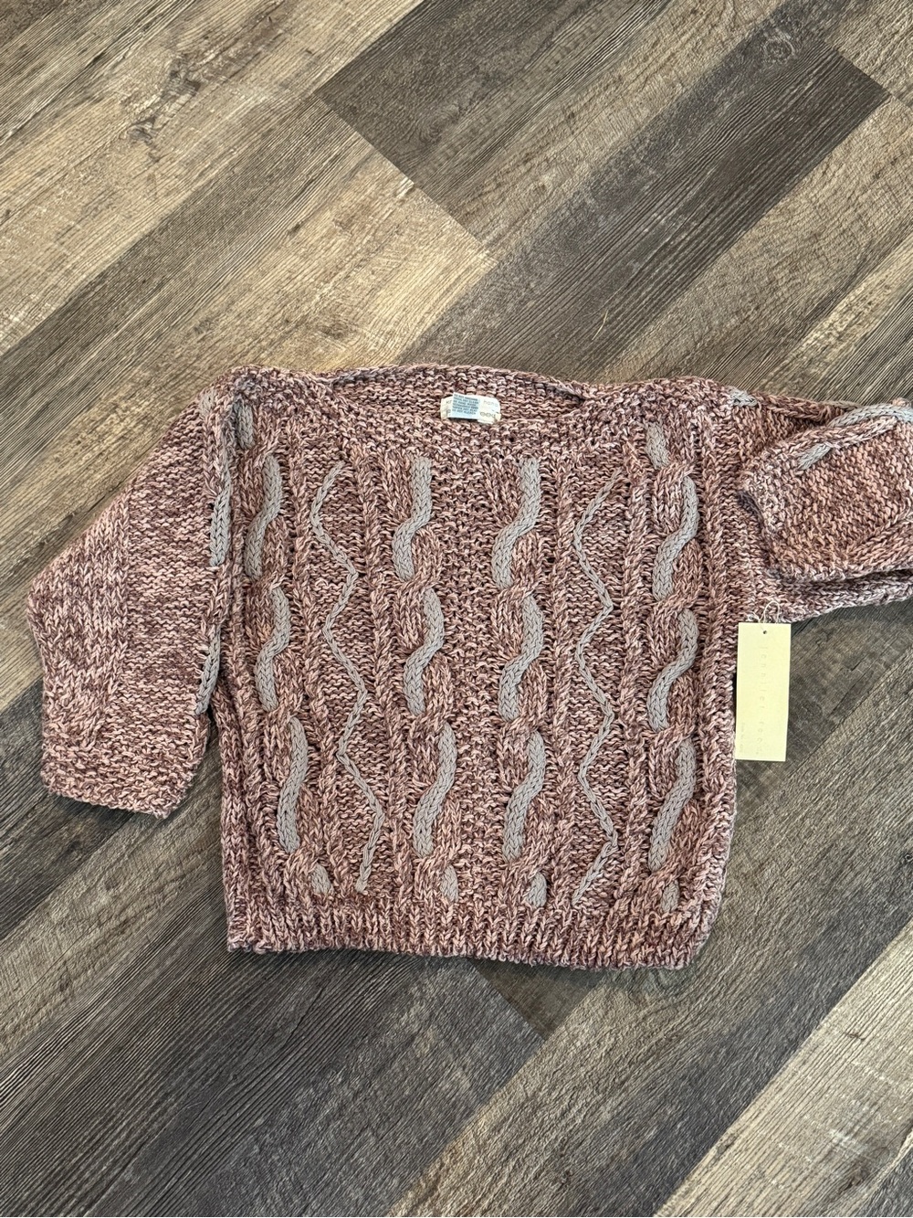 Vintage Jennifer Reed Hand Knit Silk Blend Cable Sweater L NWT